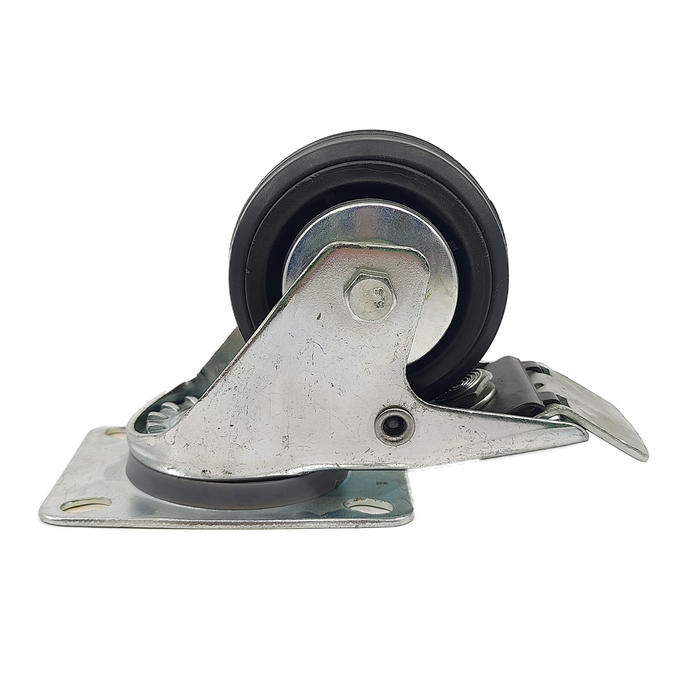 Roulette pivotante noire 3" à platine avec frein Blickle