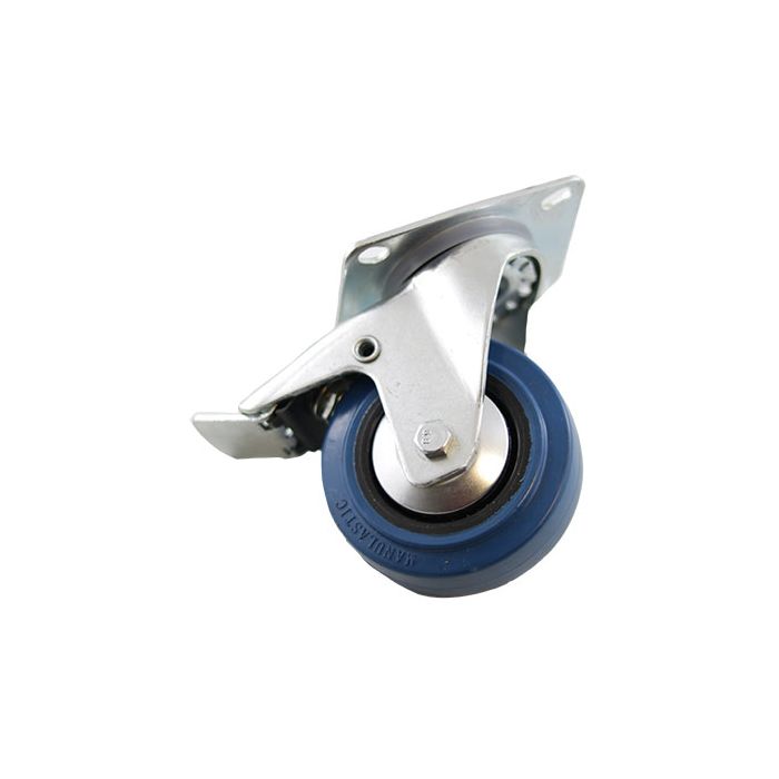 Roulette pivotante bleue 4" à platine avec frein Blickle
