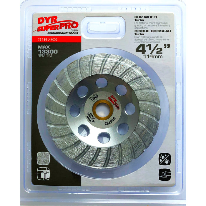 Meule boisseau DYR SUPERPRO 4-1/2" (Turbo) Boomerang Tools - Quincaillerie G.H. Berger