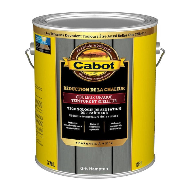 Teinture et scellant extérieur pour réduction de chaleur - Gris Hampton - 3.78 L Cabot