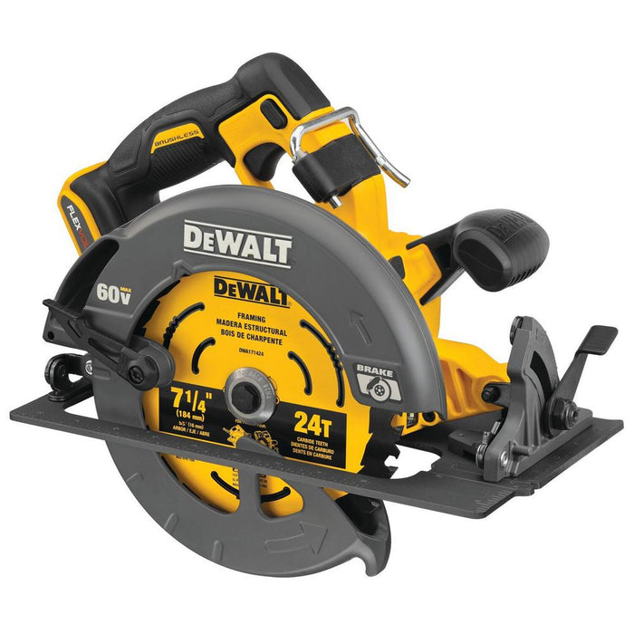Scie ciculaire 7-1/4" 60V MAX* FLEXVOLT® sans balais, avec frein (Outil seulement) - Quincaillerie G.H. Berger