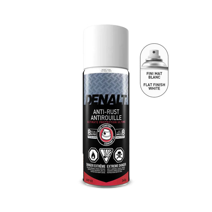 Peinture antirouille aérosol haute température - Blanc - Fini mat - 340 g Denalt