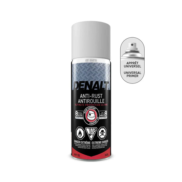 Peinture antirouille aérosol haute température - Apprêt gris - Fini mat - 340 g Denalt