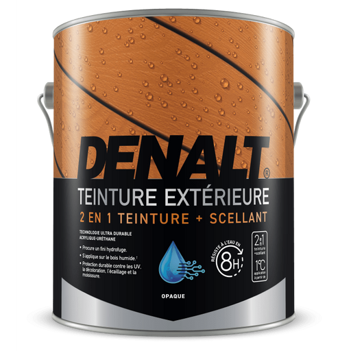 Teinture et scellant opaque 2-en-1 à base d'eau pour l'extérieur - Base moyenne - 1 L Denalt - Quincaillerie G.H. Berger
