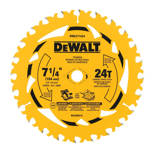 Lame de scie circulaire pour bois de charpente 7-1/4" X 24 dents Dewalt - Quincaillerie G.H. Berger