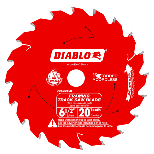 Lame de scie Tracksaw pour bois 6-1/2" - 20 dents Diablo - Quincaillerie G.H. Berger