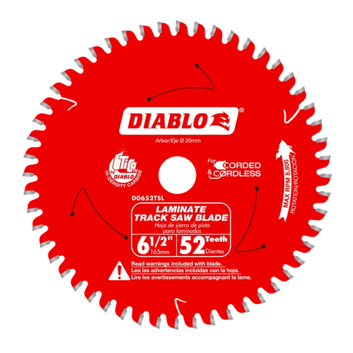 Lame de scie Tracksaw pour laminé 6-1/2" - 52 dents Diablo - Quincaillerie G.H. Berger