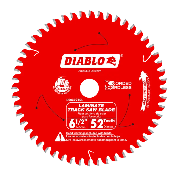 Lame de scie Tracksaw pour laminé 6-1/2" - 52 dents Diablo - Quincaillerie G.H. Berger