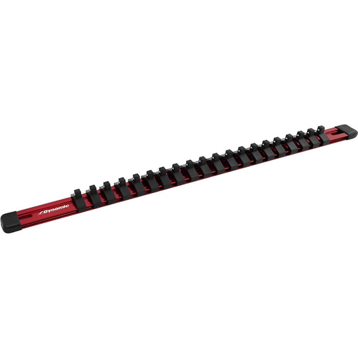 Rail de rangement rouge en aluminium pour douilles à prise 1/4" Dynamic Tools - Quincaillerie G.H. Berger