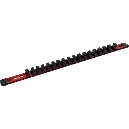 Rail de rangement rouge en aluminium pour douilles à prise 3/8" Dynamic Tools - Quincaillerie G.H. Berger