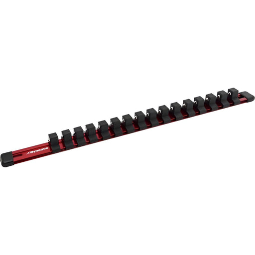 Rail de rangement rouge en aluminium pour douilles à prise 1/2" Dynamic Tools - Quincaillerie G.H. Berger
