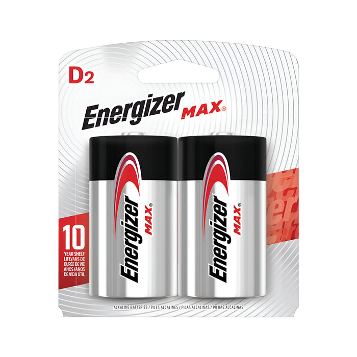 Piles alcaline Energizer D 1.5V - Paquet de 2 - Quincaillerie G.H. Berger