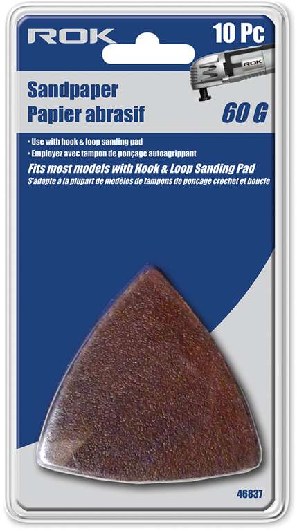Pqt. 10 feuilles abrasives à grain 60 ROK - Quincaillerie G.H. Berger