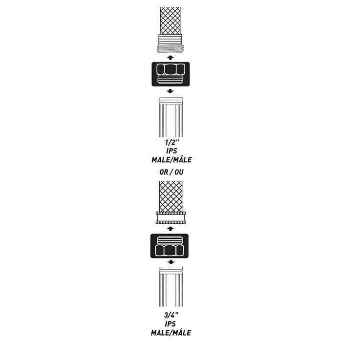 Adaptateur en laiton pour tuyau femelle 3/4" à femelle 1/2" ou mâle 3/4" 776071 - Garden Smith - Quincaillerie G.H. Berger