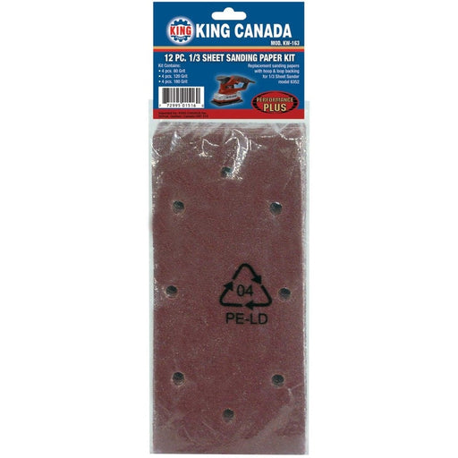 Ensemble de 12 tiers de feuille de papier sablé  King Canada - Quincaillerie G.H. Berger