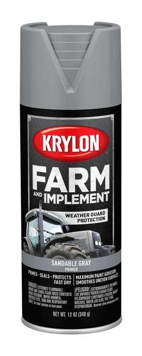 Peinture antirouille pour machinerie agricole - Apprêt gris - Fini mat - 340 g Krylon