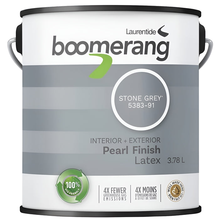 Peinture à plancher Boomerang au latex - Fini perle - Gris rocher - 3.78 L Peinture Laurentide