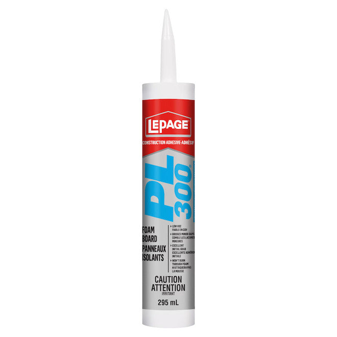 Adhésif de construction pour panneaux isolants PL300 - 295 mL LEPAGE