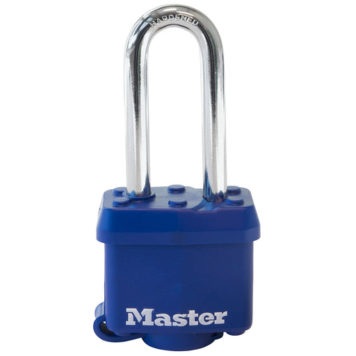 Cadenas en acier laminé couvert de thermoplastique anti-intempéries à arceau long Master Lock - Quincaillerie G.H. Berger