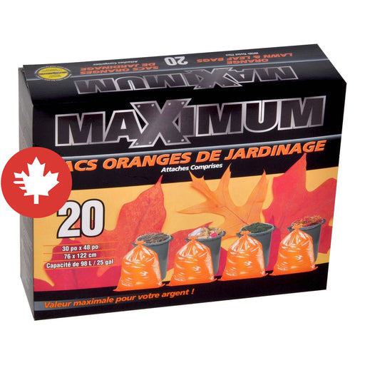 Sacs à feuilles orange 30" X 48" - Boîte de 20 Maximum - Quincaillerie G.H. Berger