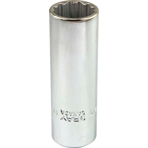 Douille chromée longue à prise 1/2" (12 pans x 19 mm) - Quincaillerie G.H. Berger