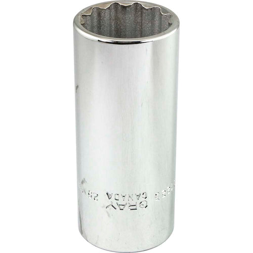 Douille chromée longue à prise 1/2" (12 pans x 25 mm) - Quincaillerie G.H. Berger