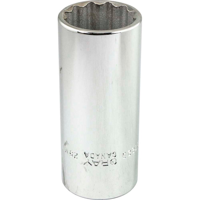 Douille chromée longue à prise 1/2" (12 pans x 25 mm) - Quincaillerie G.H. Berger