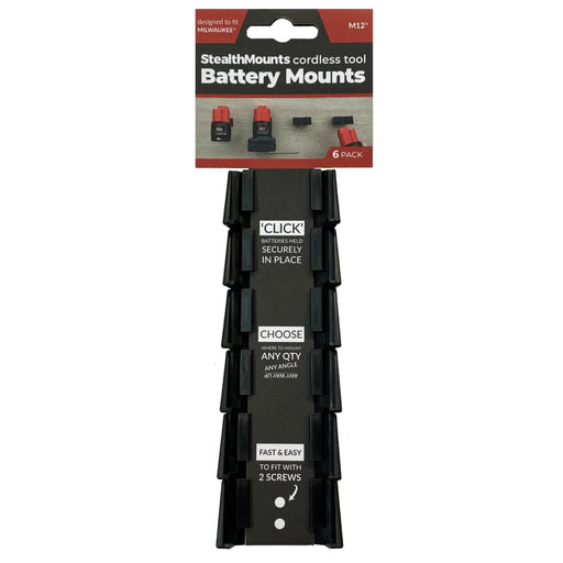 Ens. 6 supports muraux pour batterie Milwaukee - Noir - Quincaillerie G.H. Berger