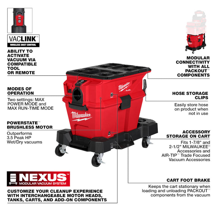 Aspirateur  sec/humide M18 Nexus Packout 6 gallons - Outil seulement Milwaukee - Quincaillerie G.H. Berger