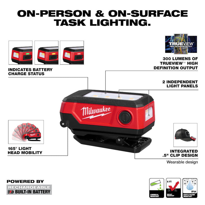 Lampe rechargeable à pince 300 lumens Milwaukee