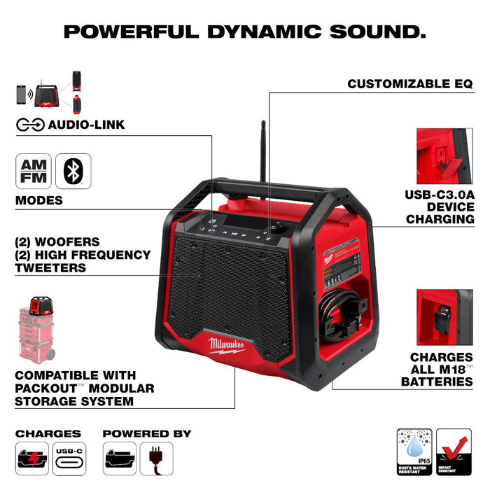 Radio et chargeur de chantier Bluetooth M18 Packout Milwaukee - Quincaillerie G.H. Berger