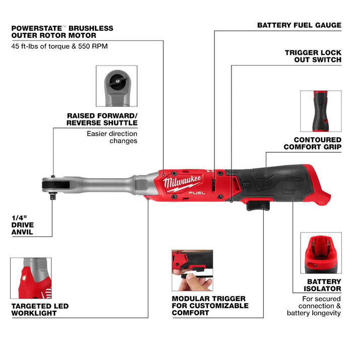 Ensemble de clé à cliquet à longue portée 1/4" M12 FUEL Milwaukee