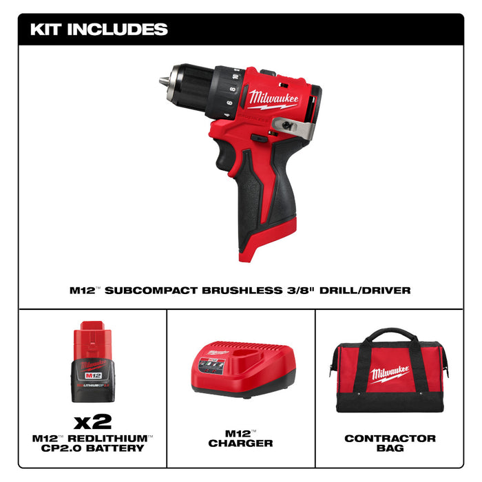 Ensemble de perceuse-visseuse sous-compacte 3/8" M12 Milwaukee - Quincaillerie G.H. Berger