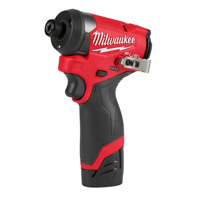 Ens. Visseuse à chocs 1/4" M12 avec 2 batteries Milwaukee - Quincaillerie G.H. Berger
