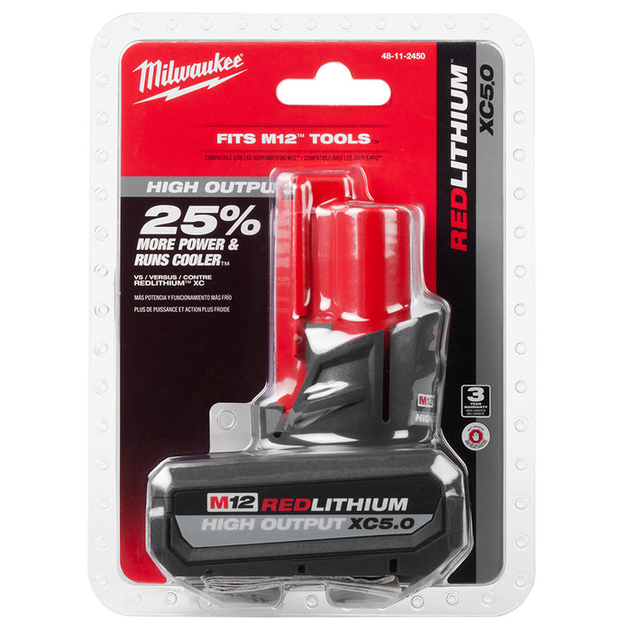 Batterie M12 Redlithium High Output 5.0 Ah Milwaukee - Quincaillerie G.H. Berger