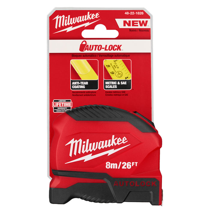 Ruban à mesurer Auto-Lock 8m/26' Milwaukee - Quincaillerie G.H. Berger