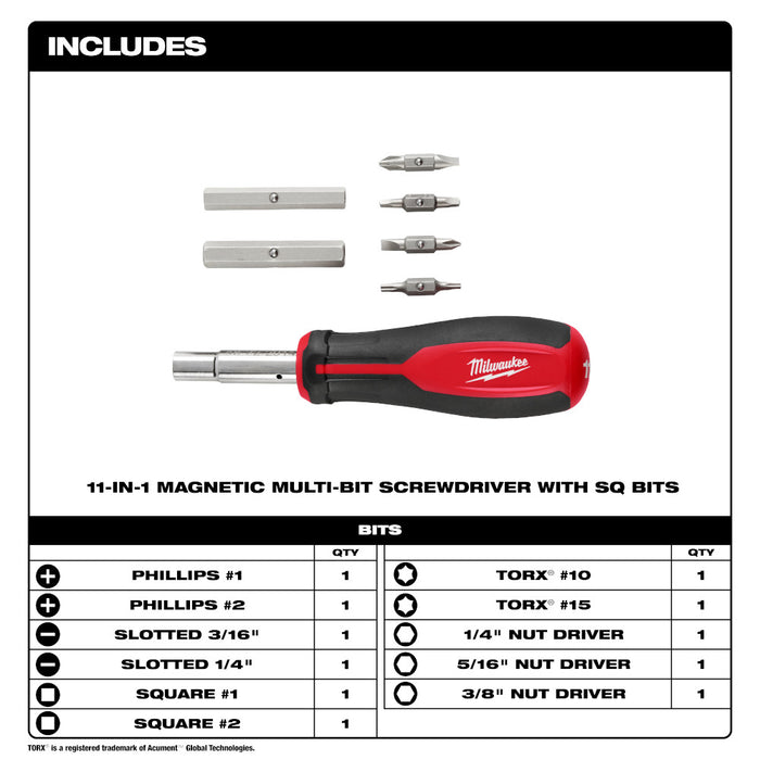 Tournevis multipointes 11-en-1 magnétique Milwaukee - Quincaillerie G.H. Berger