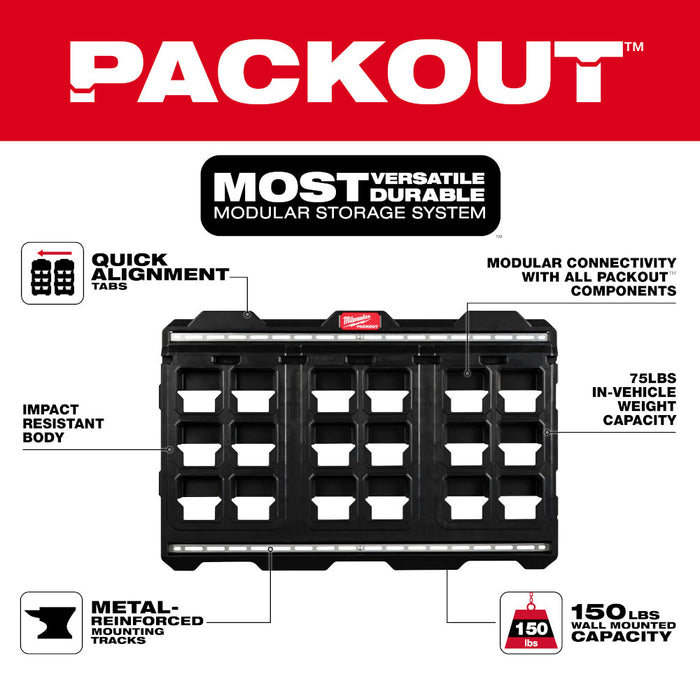 Grande plaque murale Packout (rail en métal) Milwaukee - Quincaillerie G.H. Berger
