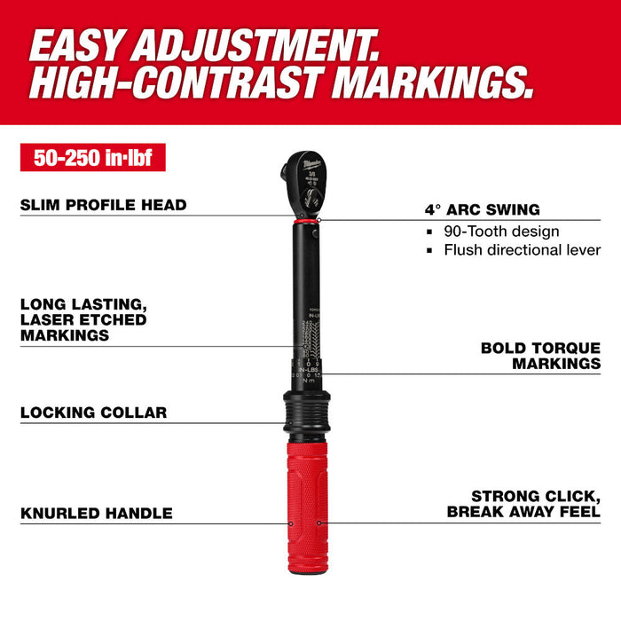Clé dynamométrique Milwaukee 3/8" 50-250 po/lb