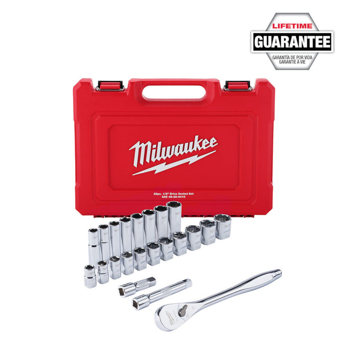 Ensemble de 22 douilles impériales à prise 1/2" Milwaukee - Quincaillerie G.H. Berger