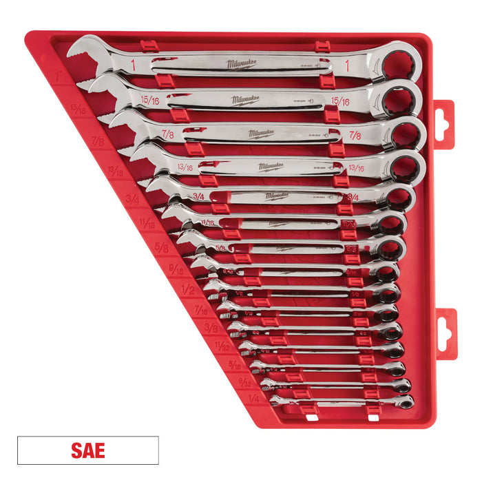 Ensemble de 15 clés combinées à cliquet SAE Milwaukee - Quincaillerie G.H. Berger