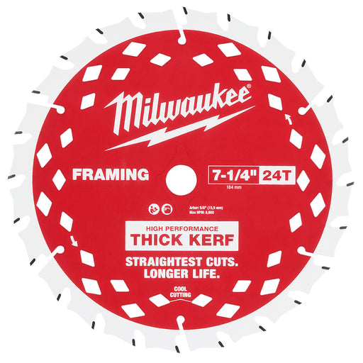 Lame à bois coupe épaisse pour scie circulaire (7-1/4" - 24 dents) Milwaukee - Quincaillerie G.H. Berger