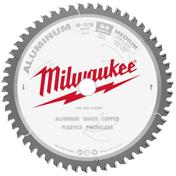Lame à aluminium pour scie circulaire (6-1/2" - 54 dents) Milwaukee - Quincaillerie G.H. Berger