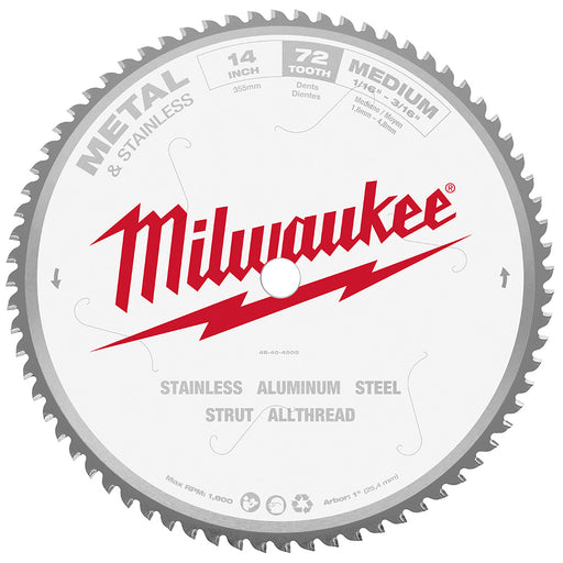 Lame de scie à tronçonner pour métal et inox (14" - 72 dents) Milwaukee - Quincaillerie G.H. Berger
