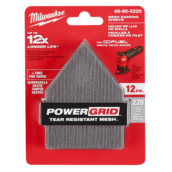 Feuille abrasive en maille GR220 - Paquet de 12 Milwaukee - Quincaillerie G.H. Berger