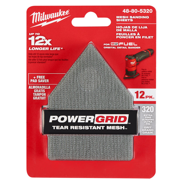 Feuille abrasive en maille GR320 - Paquet de 12 Milwaukee - Quincaillerie G.H. Berger