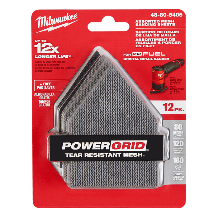 Ensemble de 12 feuilles abrasives assorties Milwaukee - Quincaillerie G.H. Berger