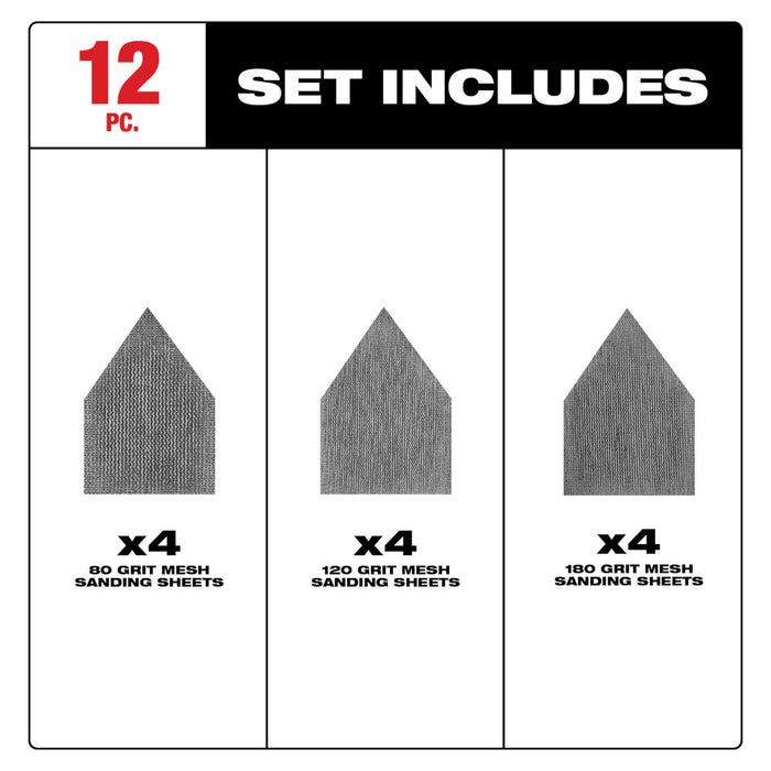 Ensemble de 12 feuilles abrasives assorties Milwaukee - Quincaillerie G.H. Berger