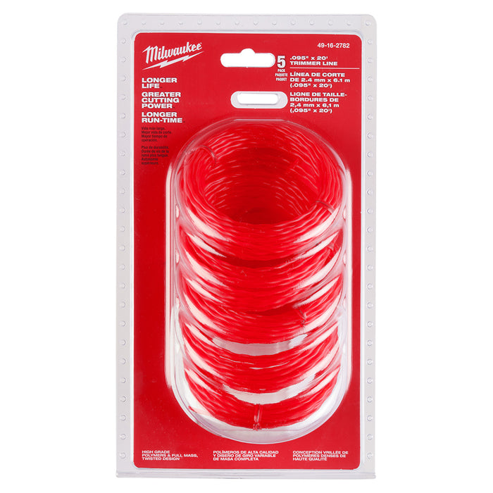 Fil pour coupe-bordures 0.095" x 20 ft (2,4mm x 6,1m) - paquet de 5 Milwaukee - Quincaillerie G.H. Berger