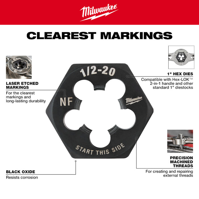 Filière hexagonale de 1" - 7/16" X 14NC Milwaukee - Quincaillerie G.H. Berger